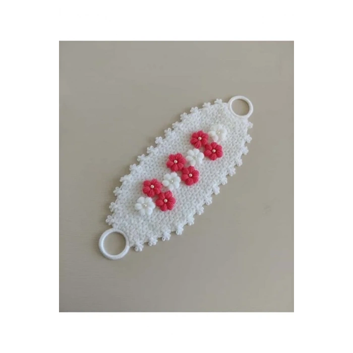 Çeyizlik Pembe Puf Çiçekli 3lü Lif Seti