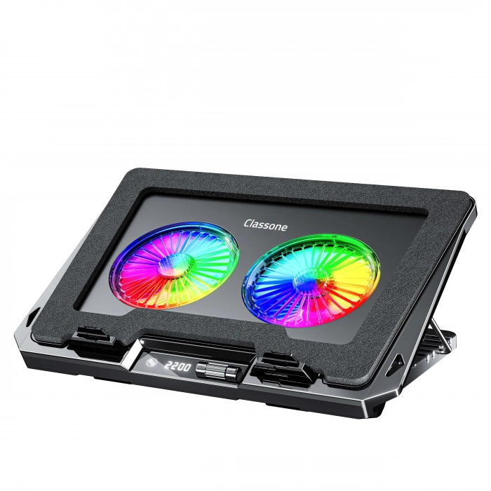 Classone Gt102 Gaming Laptop Soğutucu, 2200rpm , Rgb Işıklı , Led Display , Notebook Soğutucu Stand