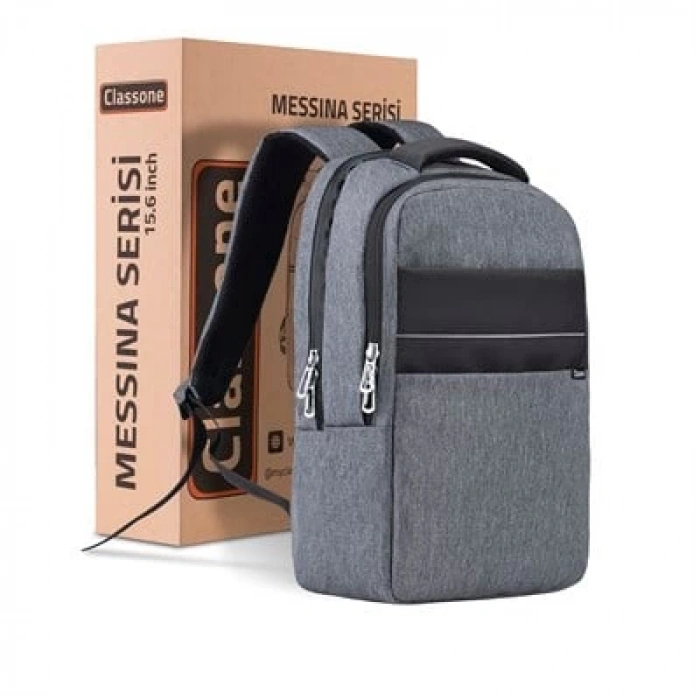 Classone Messina WTXpro Su Geçirmez Kumaş 15.6 inch BP-MS504  Sırt Çantası -Gri