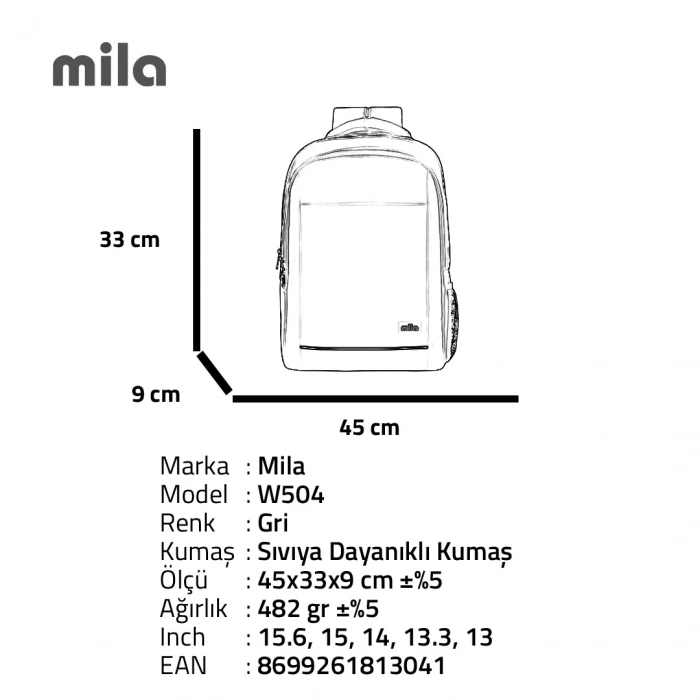 Classone Mila W504 15.6 Laptop Sırt Çantası