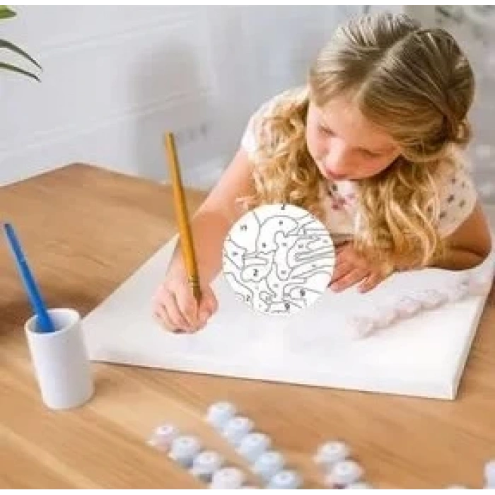 Çocuklar için Sayılarla Boyama Tablo Seti Panda 20x20 cm