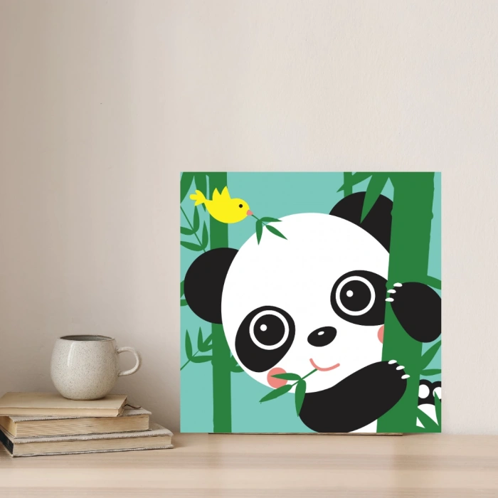 Çocuklar için Sayılarla Boyama Tablo Seti Panda 20x20 cm