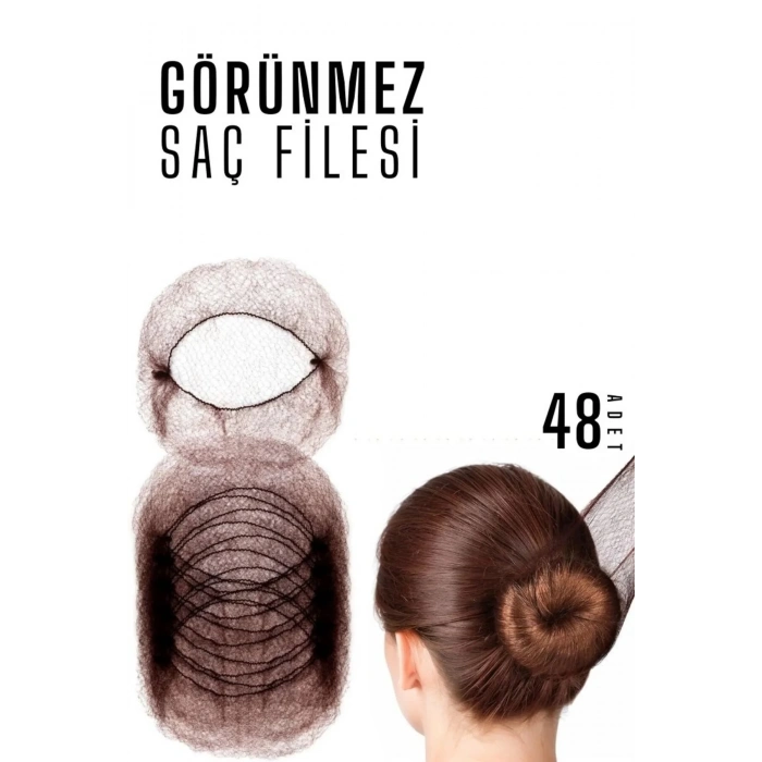 Görünmez Saç Topuz Filesi 48 Adet Kahverengi