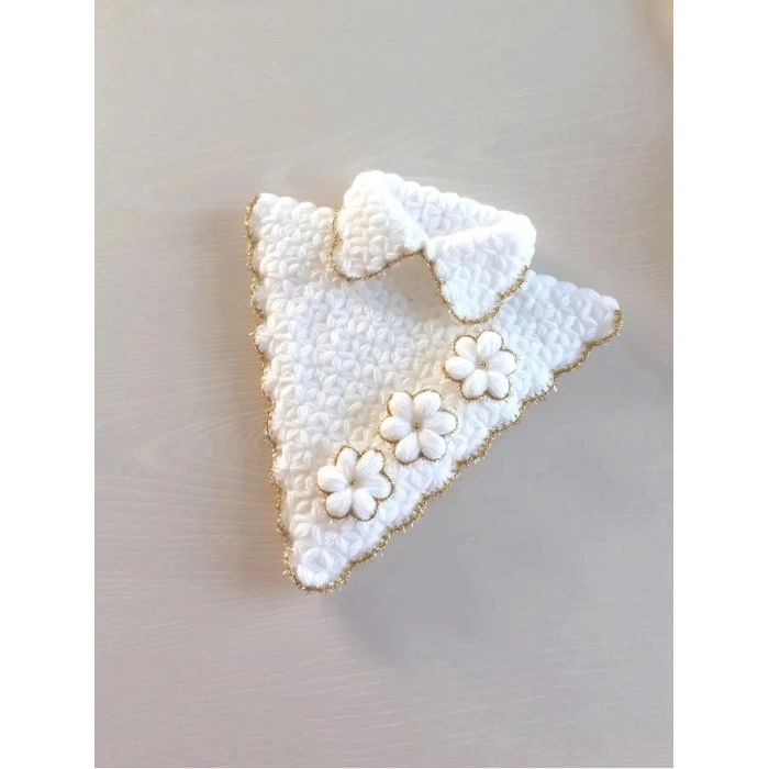 Hediye Dünyası Çeyizlik 2li Gelin Damat Lif Seti Üçgen Model El Örgüsü