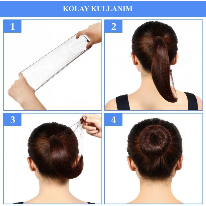 Görünmez Saç Topuz Filesi 12 Adet Kahverengi