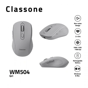 Classone WM504 2.4 Ghz Şarj Edilebilir Kablosuz Mouse -Siyah