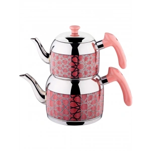 Özkent Vista Desenli Çaydanlık Mega Boy Pembe