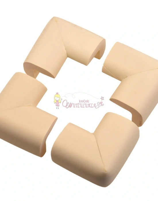 10lu Bebek Çocuk Güvenliği Emniyetli Cam Masa Ahşap Sehpa Krem Köşe Koruyucu Yastık Sünger