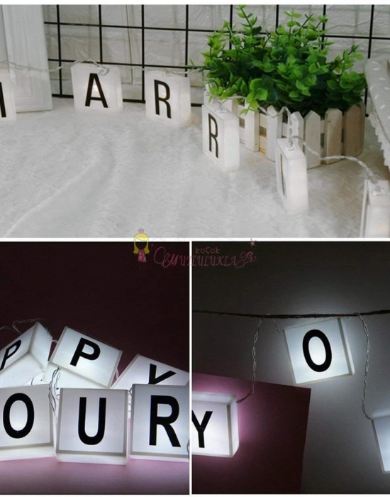 10lu Lightbox Işıklı Harf Mesaj Panosu Dekoratif Harf Işık Zinciri