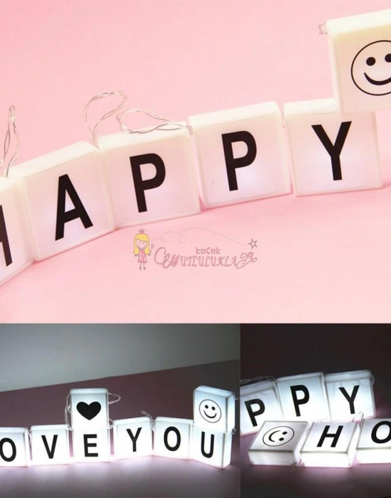 10lu Lightbox Işıklı Harf Mesaj Panosu Dekoratif Harf Işık Zinciri