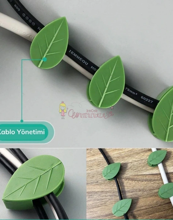 10 lu Yaprak Tasarımlı  Kablo Bitki Sarmaşık Düzenleyici Yapışkanlı Klipsler