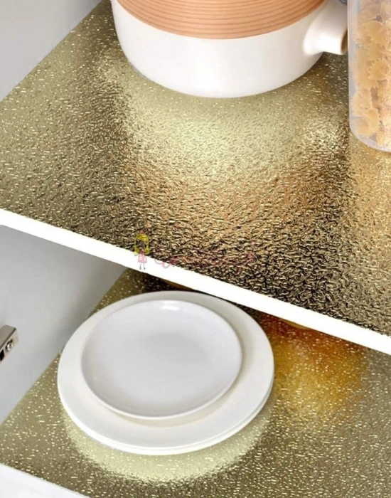10 Metre Kendinden Yapışkanlı Silinebilir Mutfak Tezgah Üstü Sticker Folyo Gold