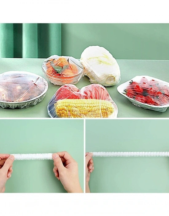 100 Adet Lastikli Tazeliği Koruyan Tencere ve Tabak Bonesi Esnek Strech Kapak