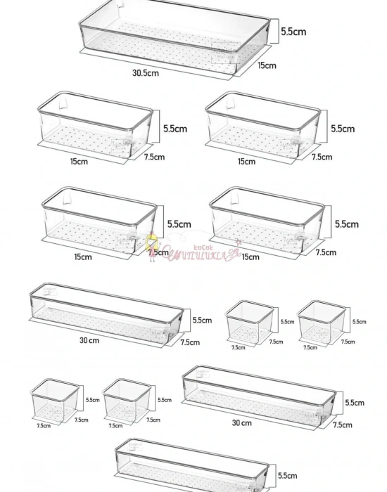 12li Set Modüler Çekmece Içi Düzenleyici Banyo Makyaj Takı Düzenleyici