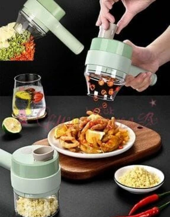 2 Hazneli Doğrayıcı Set Sebze Kesici Rondo Kablosuz Şarjlı Mutfak Robotu