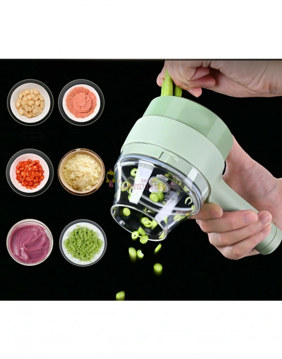 2 Hazneli Doğrayıcı Set Sebze Kesici Rondo Kablosuz Şarjlı Mutfak Robotu