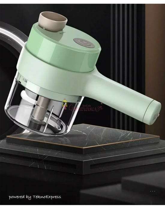 2 Hazneli Doğrayıcı Set Sebze Kesici Rondo Kablosuz Şarjlı Mutfak Robotu