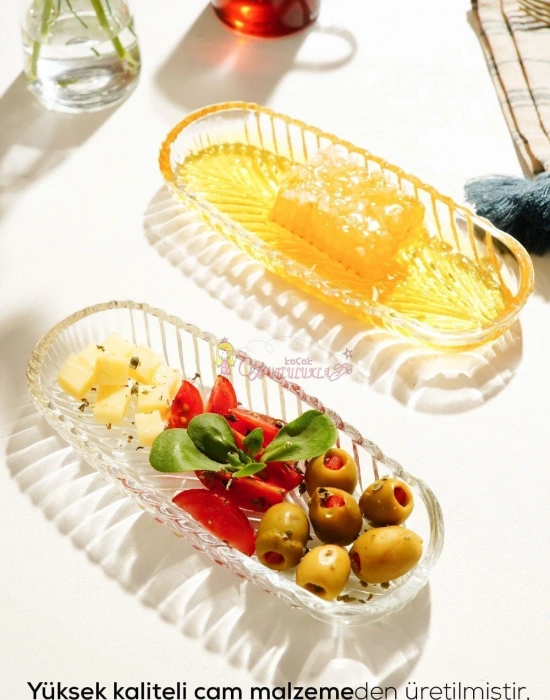 2li Küçük Cam Kayık Tabak