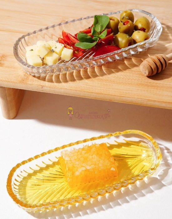 2li Küçük Cam Kayık Tabak