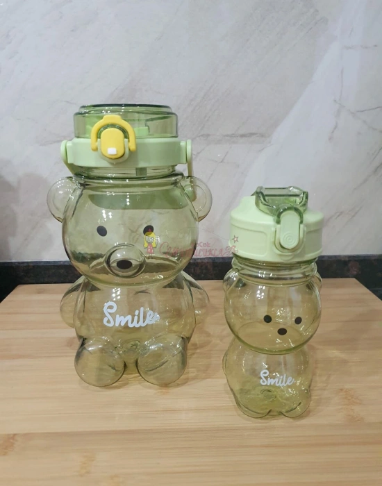2’li Smile Ayıcık Model Su Matarası Yavrulu Su Şişesi Suluk