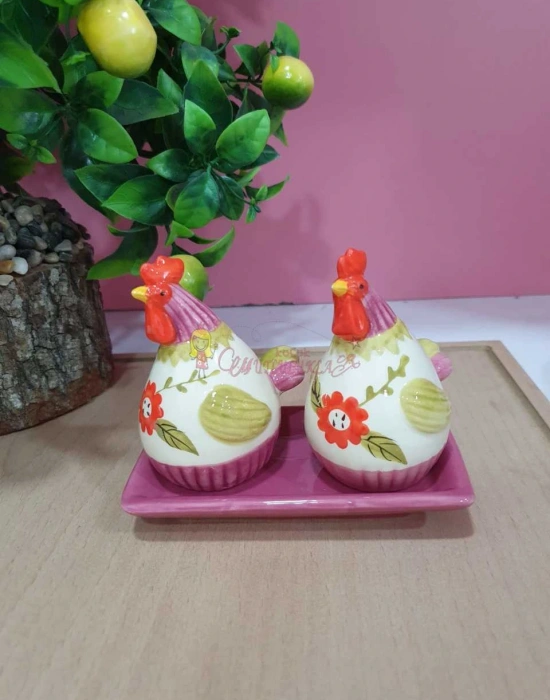 2Lİ STANDLI HOROZ FİGÜR TUZLUK