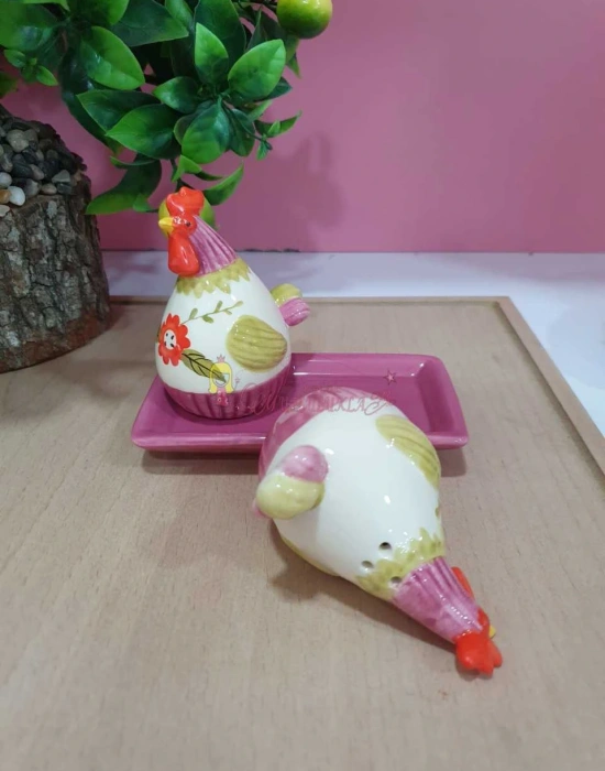 2Lİ STANDLI HOROZ FİGÜR TUZLUK