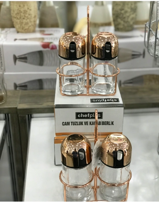 2Lİ STANDLI TUZLUK-BİBERLİK BRONZ (BAKIR )