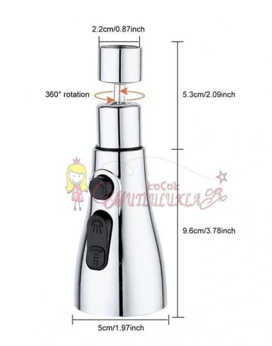 3 Fonksiyonlu Metalik Musluk Başlığı