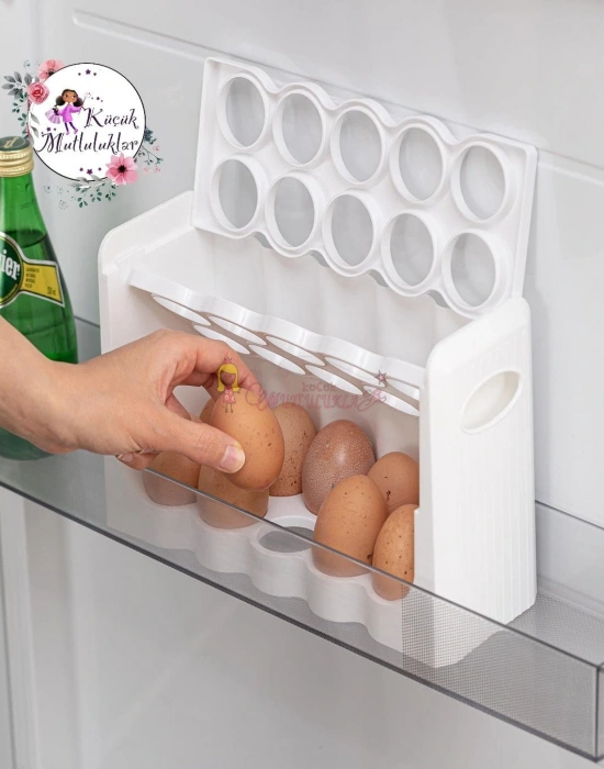 3 Katlı Döner 30 Bölmeli Yumurta Kutusu Organizer Yumurtalık