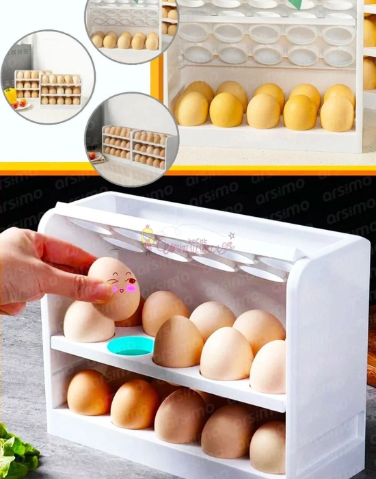 3 Katlı Döner 30 Bölmeli Yumurta Kutusu Organizer Yumurtalık