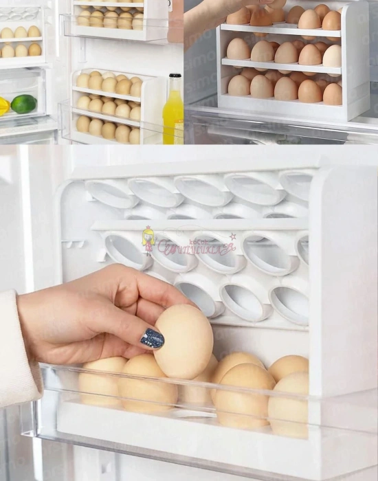 3 Katlı Döner 30 Bölmeli Yumurta Kutusu Organizer Yumurtalık