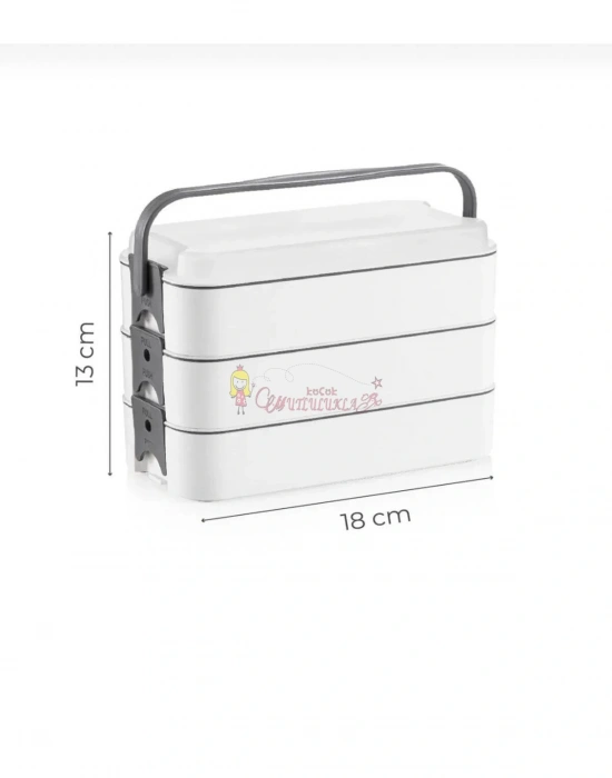 3 Katlı Taşınabilir Yemek Kabı – Lunch Box Diyet Beslenme Saklama Kabı Çatal Kaşıklı