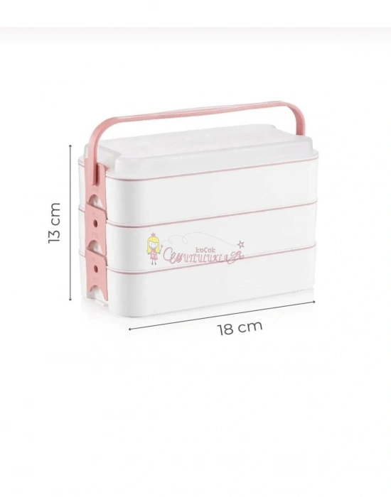 3 Katlı Taşınabilir Yemek Kabı – Lunch Box Diyet Beslenme Saklama Kabı Çatal Kaşıklı