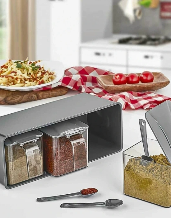 3LÜ HAZNELİ KASIKLI BAHARATLIK