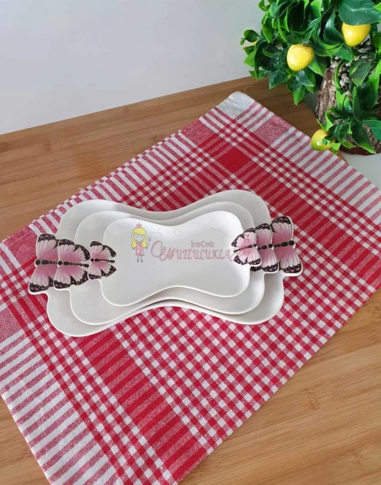 3lü Kelebek detay kayık tabak