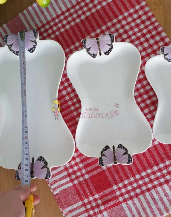 3lü Kelebek detay kayık tabak