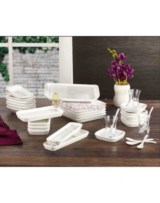 36 Parça  Beyaz Kahvaltı Seti