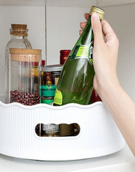 360 Derece Dönebilen Mekanizmalı Yuvarlak Tepsi Formlu Sunum ve Servis Organizer Tablası