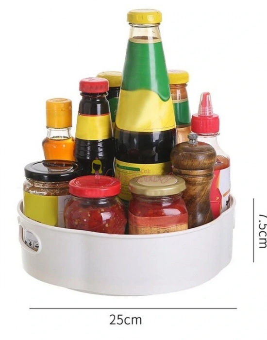 360 Derece Dönebilen Mekanizmalı Yuvarlak Tepsi Formlu Sunum ve Servis Organizer Tablası