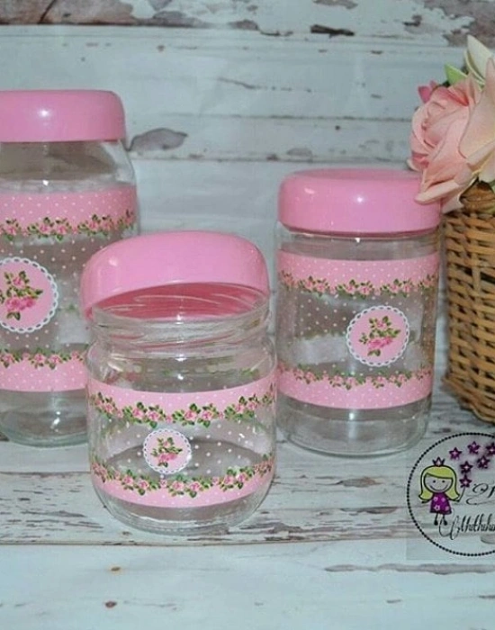 3LÜ GÜL DESENLİ KAVANOZ SET