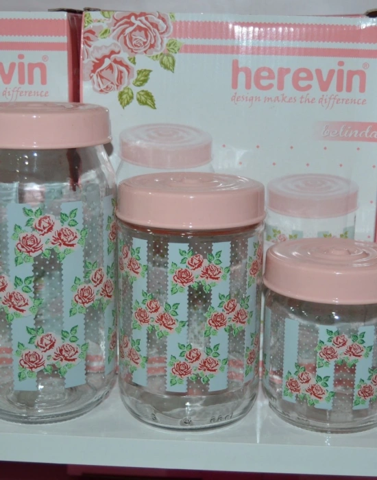 3LÜ KAVANOZ SET ÇİÇEK DESEN