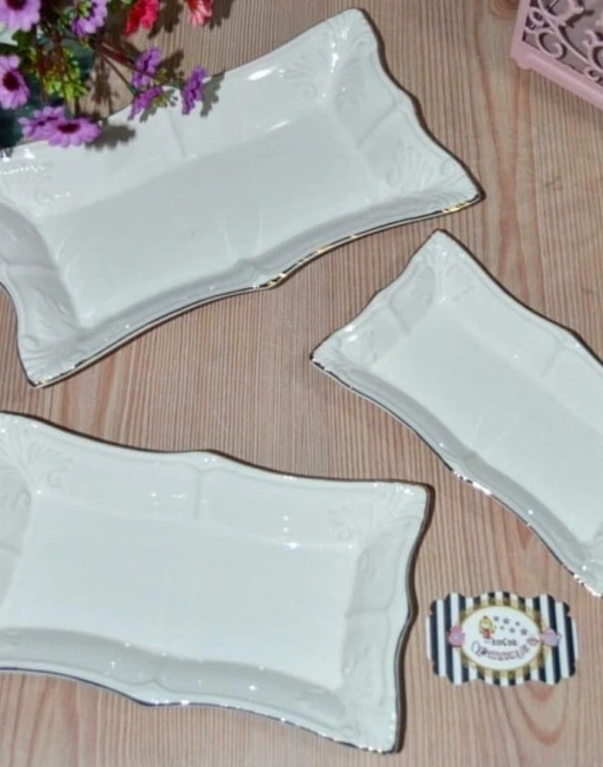 3LU YALDIZ DETAYLİ KAYIK TABAK