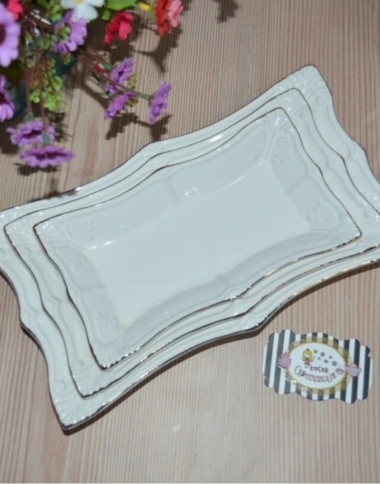 3LU YALDIZ DETAYLİ KAYIK TABAK