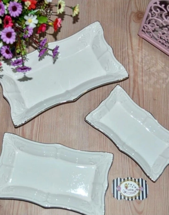 3LU YALDIZ DETAYLİ KAYIK TABAK