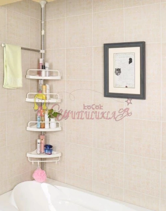4 Katlı Yaylı Banyo Ve Mutfak Köşe Rafı Seti