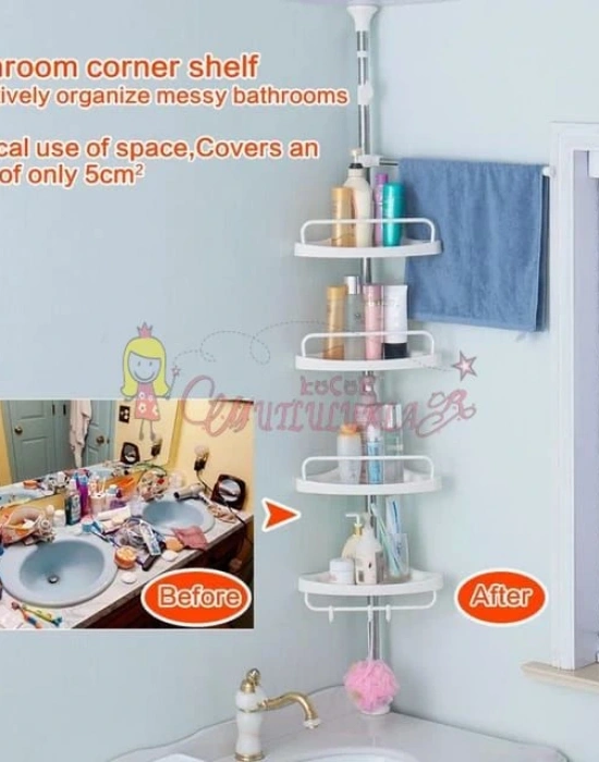 4 Katlı Yaylı Banyo Ve Mutfak Köşe Rafı Seti