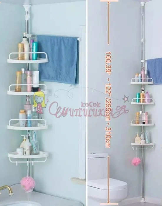 4 Katlı Yaylı Banyo Ve Mutfak Köşe Rafı Seti