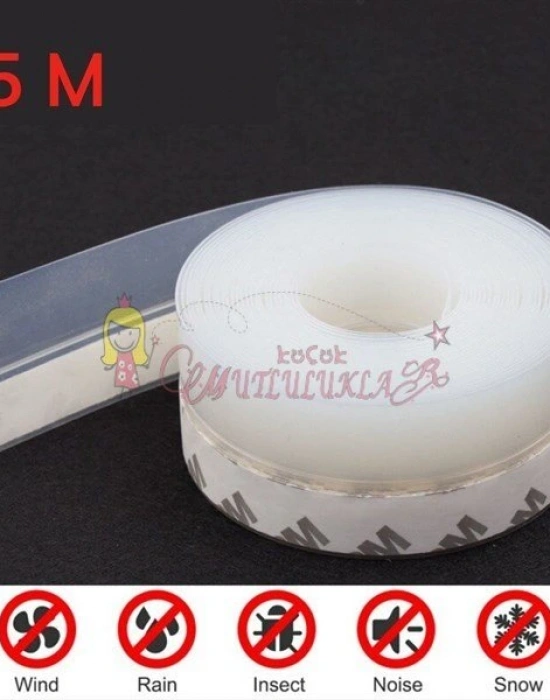 5 Metre Ayarlanabilir Uzunluk Pencere ve Kapı Eşiği Bandı Kendinden Yapışkanlı Silikon Şerit Bant