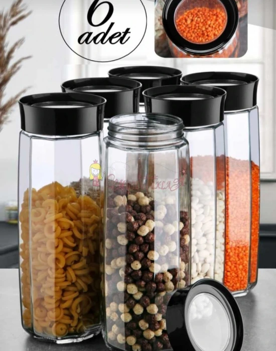 6 Adet Mega Boy Cam Kavanoz Seti 1600 Ml Baharat Etiketi Hediyeli