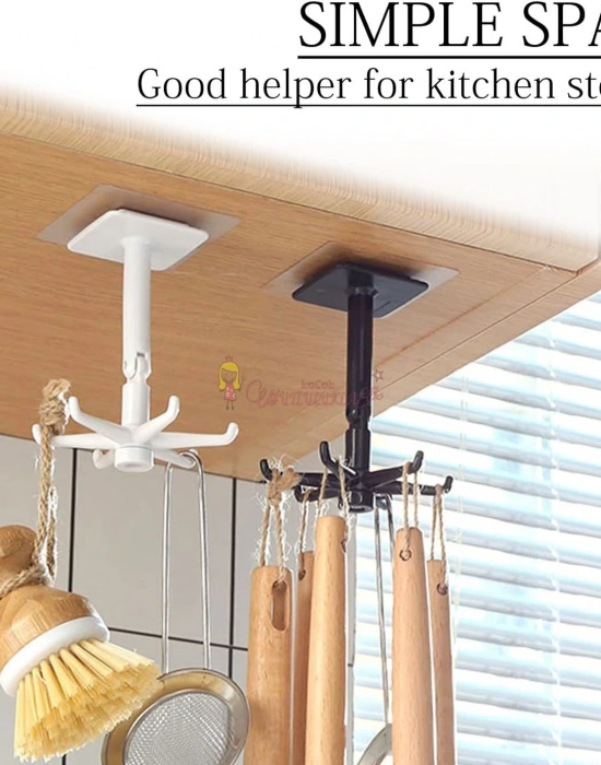 6 Kancalı Mutfak Banyo Askısı 360 Döner Kepçe Askılık Havlu Askı
